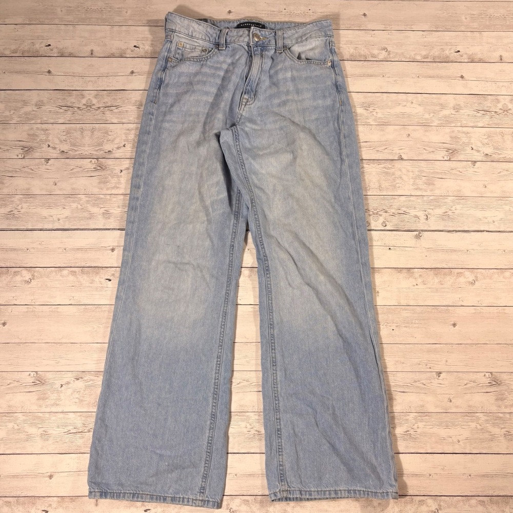 Aeropostale High Rise Wide Leg Jeans Light Wash Denim Size 4 MTMLPK1